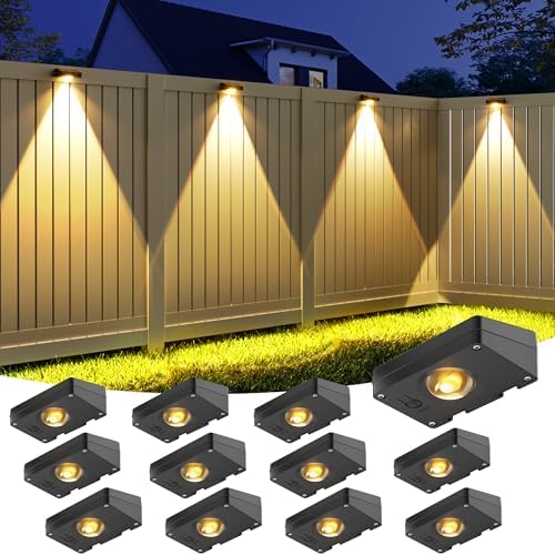 VOLISUN Solar Fence Lights Outdoor 12 Pack, 3 Color Temperature Solar Light by VOLISUN