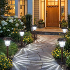 DERAYSION 8 Pack Solar Lights Outdoor Pathway, Stainless Steel Glass Solar Garden Lights, Auto On/Off Long-Lasting Waterproof Outdoor Solar Lights for Yard, Landscape, Path, Driveway, Walkway Décor - Image 7