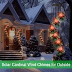 Cardinal Solar Wind Chimes for Outside,Red Bird Danglers Christmas Lights - Image 4