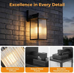 2-Pack 13-Inch Matte Black Outdoor Wall Light, All-Metal Frame - Image 5