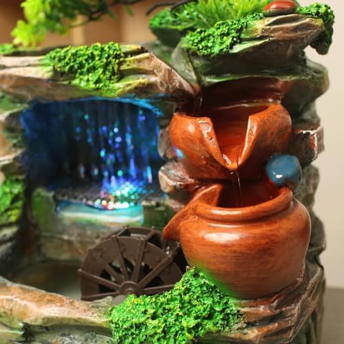 Resin Water Fountain Indoor Desktop Rockery Flowing Waterfall Ornaments Handmade - Image 3