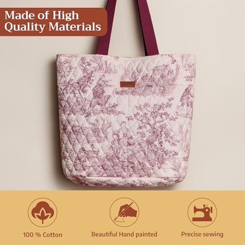 Maison d' Hermine Shopping Bags Cotton Quilted Tote Bag with Zipper Pockets - Image 4
