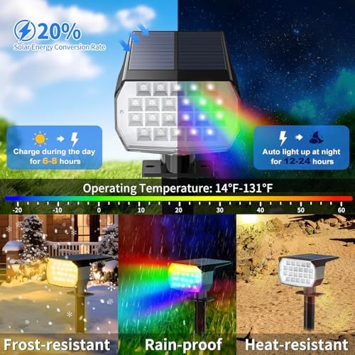 WENATY Solar Spot Lights Outdoor Waterproof, Solar Spotlights, 6 Packs, RGB - Image 6