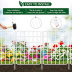 13ft x 17in Garden Fence Animal Barrier, 12 Panels No Dig Fence Border, Rustproof Metal Decorative Garden Fencing with Ground Stake, Flower Bed Edging Border for Dog, Rabbit, Outdoor Patio, White - Image 6