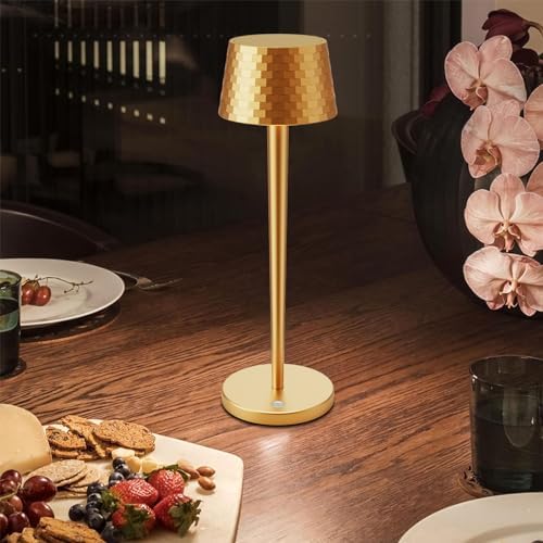 Cordless Table Lamps Rechargeable, 6000mAh Battery Operated LED Desk Lamp Outdoor Waterproof Portable Touch Dimmable Table Night Light for Patio Restaurant Dining (Gold) - Image 2