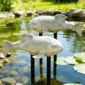 Teaeeno Set of 2 Antique Koi Fish Statue, Outdoor Garden Sculpture for Patio, Backyard, Pond, and Home Decor (White) by Teaeeno