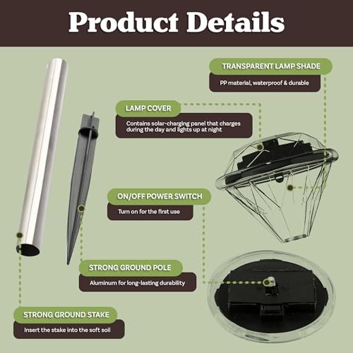 24-Pack LED Solar Outdoor Waterproof Garden Lights - Cold White Solar Pathway - Yard, Driveway, or Landscape Lighting by Pure Garden (Silver) - Image 2
