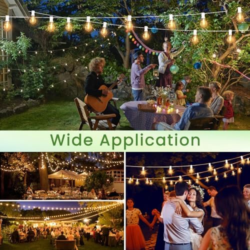 String Lights for Outside 200FT Patio Lights, LED String Light with 100+6(Spare) Waterproof Edison Bulbs, Hanging White Outdoor Light for Backyard, Bistro, Porch, Balcony White Cord - Image 6