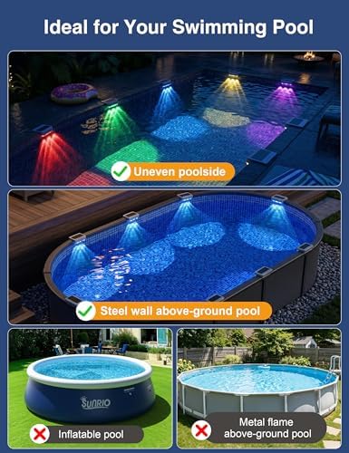 Solar Pool Lights for Above Ground Pools,IP65 Pool Solar Lights, 8 Pack - Image 2