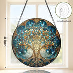 Celtic Tree of Life Suncatcher,Wildlife Tree of Life Stained Glass Window Hanging,8 Inch Indoor Outdoor Garden Sun Catchers,Suncatchers for Windows Hanging,Christmas Memorial Gift for Mom Grandma Wife - Image 2