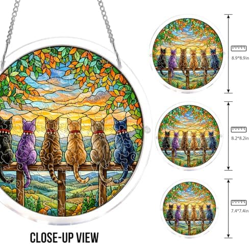 Acrylic Puzzles Suncatcher Window Hanging, 83 Pieces Color Cats Puzzle, Suncatcher for Doors Garden, Mother's Day Christmas Birthday Gifts for Women Men (L - 8.9 * 8.9 in) - Image 2