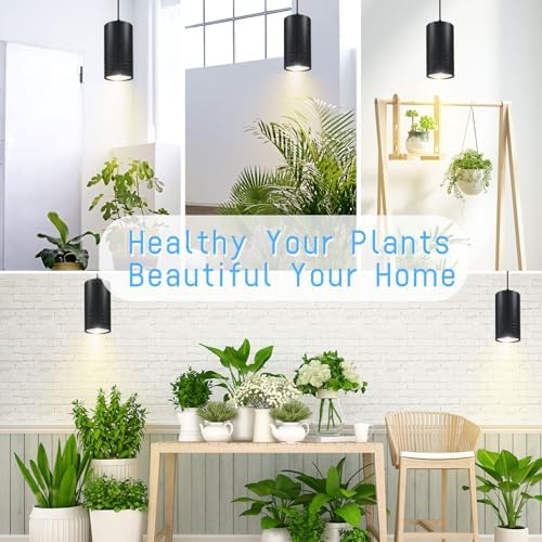 Plant Hanging Grow Light Full Spectrum Warm White Color with Timer, Plug-in Pendant Grow Lights,Large Black Luxury LED Grow Lights,Indoor Pendant lamp - Image 5
