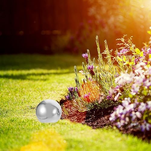 KALLORY 6pcs Stainless Steel Polished Mirror Gazing Balls Set, Hollow Reflective Sphere Ornaments for Garden and Patio Décor, Sizes 150mm to 50mm, Outdoor Floating Metal Globes - Image 6