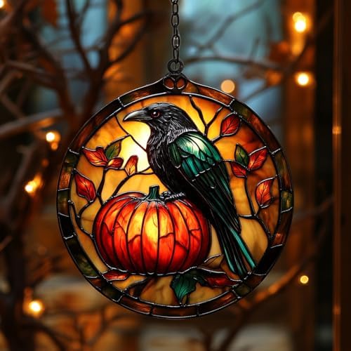 Pumpkin and Raven Acrylic Suncatcher by AVAGAN