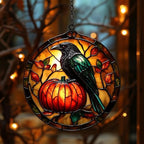 Pumpkin and Raven Acrylic Suncatcher by AVAGAN