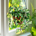 Monstera Suncatcher Indoor Colorful Window Hanging Ornament Outdoor Sun Catcher Panel for Home Decor Car Garden Crystal Gift Pothos Plant Faux Stained Glass Suncatcher by Unknown
