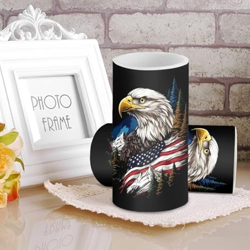 2 Pack Eagle American Flag Print, Flameless Candles with Remote Control, Battery Operated Flickering LED Pillar Candle with Timer for 4th of July Indoor Outdoor Patio Garden Decorations - Image 2