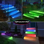 NIORSUN Solar Step Lights,6 Pack RGB Solid Color Changing Solar Stair Lights Outdoor Waterproof IP67 Auto On Off,Solar Lights for Steps,Stair,Patio,Yard,Porch,Front Door,Deck Decor - Image 3