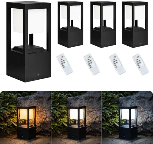 Solar Floor Lamp Outdoor Waterproof, 13.7" H 4-Pack by Unknown