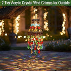 Hanging Solar Lantern Outdoor Chandelier,2 Tier Acrylic Crystal Wind Chimes - Image 7