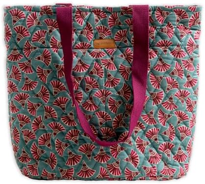 Maison d' Hermine Shopping Bags Cotton Quilted Tote Bag with Zipper Pockets by MaisondHermine