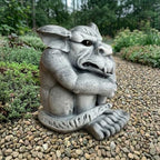 OLOMA Concrete Gargoyle Garden Statue Gothic Guardian Sculpture Handmade Outdoor Decor Mythical Creature Stone Figurine Patio Lawn Yard Porch Halloween Fantasy Ornament - Image 4