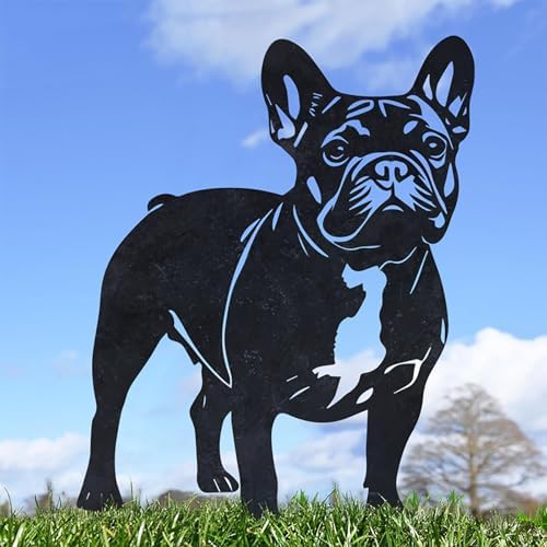 French Bulldog Statue Garden Stake by VORISCAPE