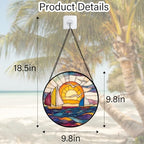Sunset Sailboat Stained Glass Window Hanging Suncatcher Gifts Decor 9.8" - Image 5
