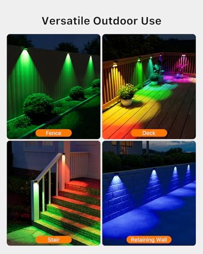 RGB L-Shape Solar Fence Lights, Outdoor Waterproof, 8-Pack - Image 4