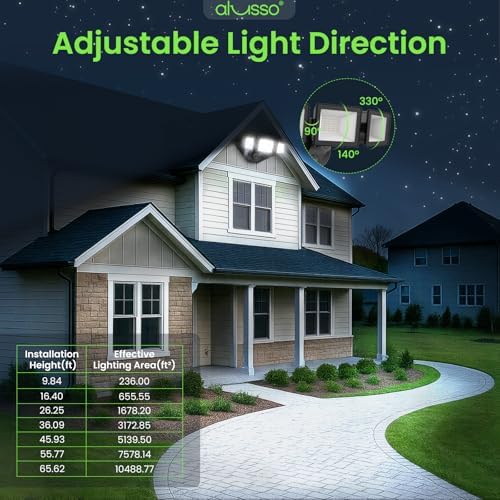 ALUSSO Outdoor Lighting, 120V 40W 4000LM Dusk Till Dawn Outdoor Light, 3000K/4000K/6000K 3CCT IP65 3 Heads Security Lights Dusk to Dawn for House Garage Yard Walkway Deep Black - Image 7