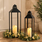 Large Lanterns Decorative Outdoor Indoor, 23" 19" Floor Lantern with Candle by MATAHUMbeyourbetterchoice