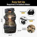 3 Tier Cascading Rock Water Fountain Outdoor Garden,28.74" H Natural Look Outdoor Fountains and Waterfalls with LED Lights for Patio, Deck, Porch, Backyard, Outside and Indoor Home Decor - Image 6