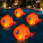 Floating Pool Lights Solar Powered, 16'' Inflatable Waterproof Clownfish Solar Pool Lights that Float, Auto On/Off LED Floating Lights for Pool Garden Backyard Outdoor Decoration - (4 Piece) by WelcometoCootway
