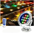RGB Pond Light LED Underwater Submersible with Remote Control, Stainless Steel IP68 Waterproof Pool Lamp Colorful Landscape Light(AC24V,12W) by Unknown