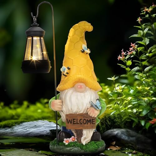 Solar Garden Gnome Statue with Lantern - Hand-Painted Resin Gnome Decor, IP44 Waterproof Outdoor Figurine for Yard Patio Porch, for Mom Women Housewarming Christmas - Image 6