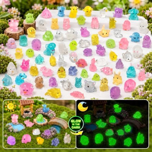 320Pcs Mini Resin Animals Bulk, 100+ Styles Tiny Animal Figurines, Glow in The Dark - Image 3
