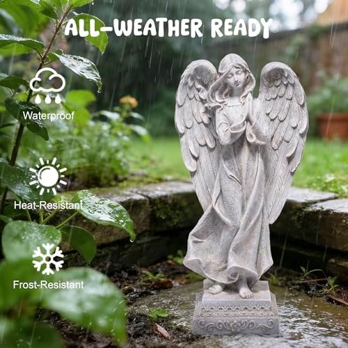 basen Praying Angel Garden Statue, Outdoor Memorial Decor for Cemetery - Image 2