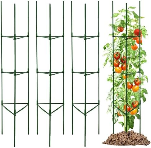 TCBWFY 4-Pack 63-Inch Adjustable Tomato Cages, Heavy-Duty Metal Plant Support Trellis for Garden and Pots, DIY Tomato Stakes, Height Adjustable 16 to 252 Inches by TCBWFY