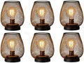 Set of 6 Battery Operated Lamp LED Table Lantern, Brown Metal Cage Cordless Lamps with LED Bulb，Vintage Decorative Outdoor Lantern for Weddings, Parties, Patio, Events for Indoors Shelf Decor by DECORKEY