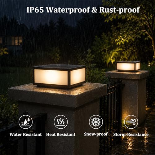15.75 Inch Modern Flat Surface Pillar Lights Outdoor Porch Column Cap Light - Image 4