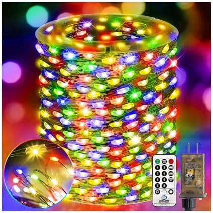 KNONEW 532FT 1600LED Green Wire Outdoor Fairy Lights Plug in Multicolor by KNONEW
