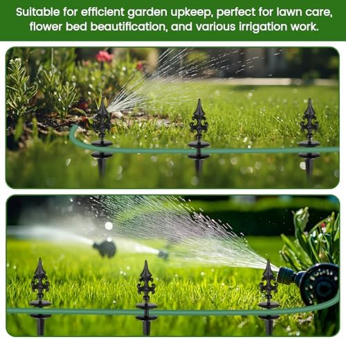 Zonon 6 Packs 12 Inch Garden Hose Guide Stake Heavy Duty Cast Iron Hose Guides Spike Decorative Garden Stakes Protector for Lawn Yard - Keeping Hoses Away from Flower Beds(Classic Style) - Image 5