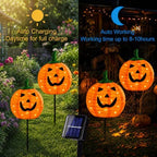 Solar Halloween Pumpkin Lights, 4 Pack Outdoor Pathway Stake Lights - Image 4