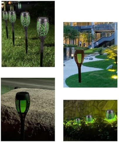 Solar Outside Torch Lights, Outdoor LED Flickering Flame for Garden Decor - 6 Pack, Waterpoorf Landscape Auto On Off Solar Powered Lights for Patio Lawn Yard Driveway Pathway - Image 2