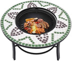 Green Ceramic Fire Pit 26.8 Inch with Steel Bowl and Stand - Image 5