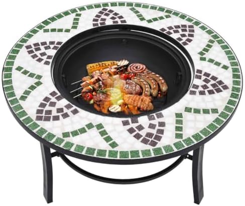 Green Ceramic Fire Pit 26.8 Inch with Steel Bowl and Stand - Image 5