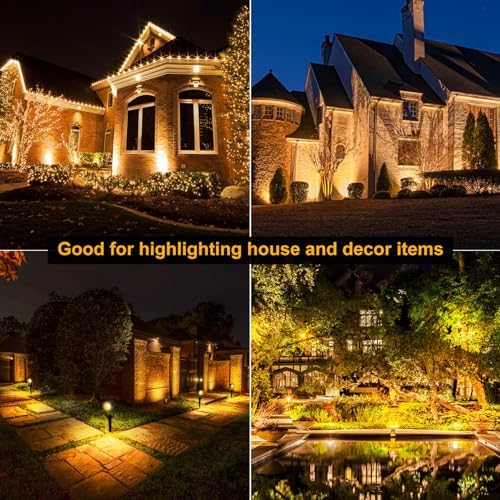 LED Spotlights Outdoor,Low Voltage Landscape Lighting IP65 Waterproof with US Plug, 3000K Warm White Outdoor Spot Lights for Yard Flag Pole House Garden Tree(6-in-1) - Image 2