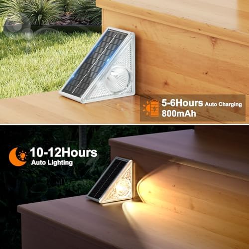 Ellasay Stair Lights Outdoor 12 Pack,10 Color Modes Solar Step Lights for Outside, Waterproof IP67 Solar Lights for Garden Stair,Patio,Deck,Yard,Front Step, Front Porch Decor - Image 5