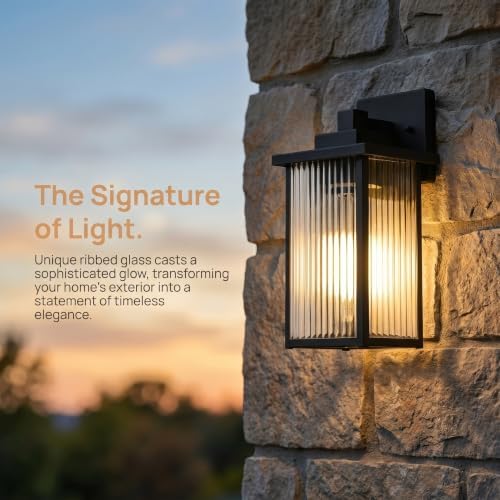 15-Inch Matte Black Outdoor Wall Light, All-Metal Frame Porch Light - Image 4