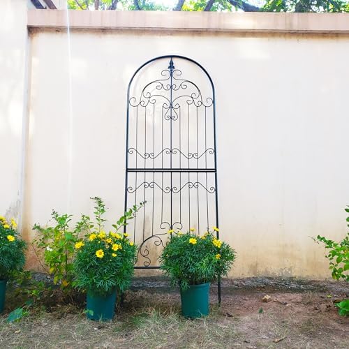 Garden Trellis for Climbing Plants 70.8" H x 25.6" W Metal Wrought Iron Outdoor Wall Panel for Vines Flowers Elegant Accent Decorative Garden Structure - Image 2